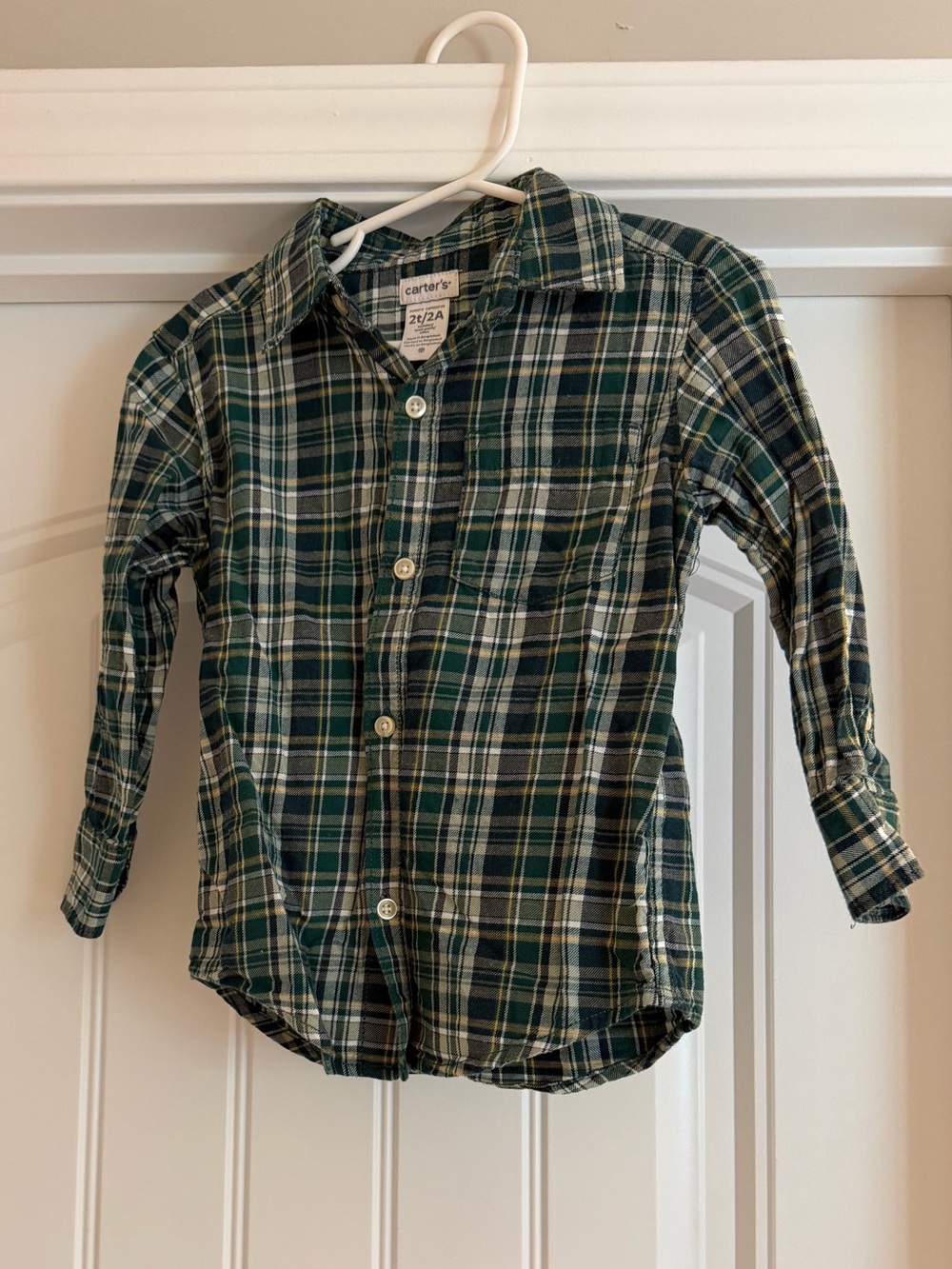 Carter's Green and Navy Plaid Button-Down Flannel Shirt